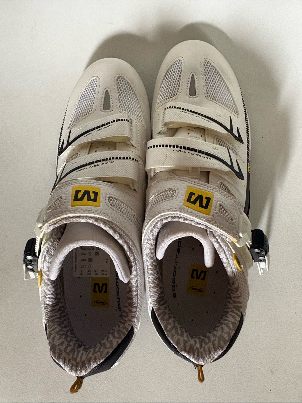 Mavic Women's White Cycling Sneakers with Yellow Accents